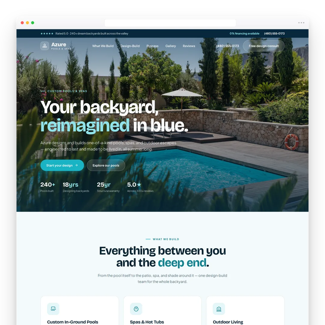 Azure Pools and Spas website