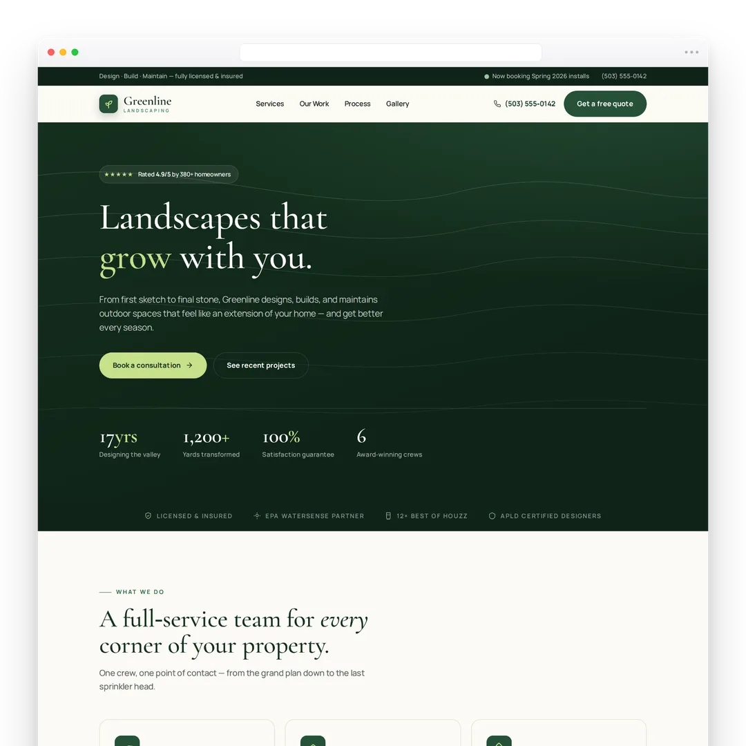 Greenline Landscaping website