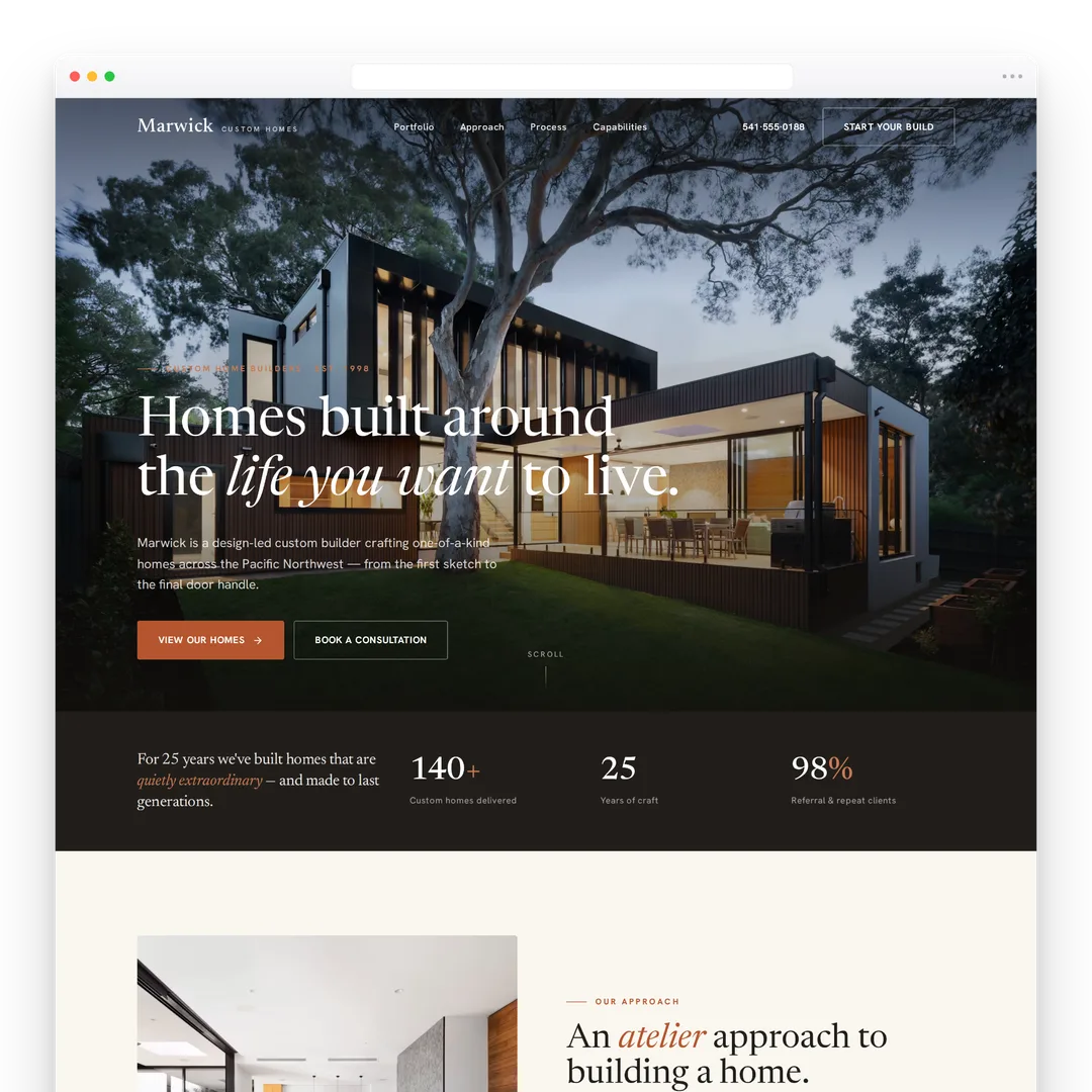 Marwick Custom Homes website